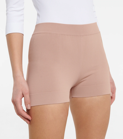 Shop Alaïa High-rise Knit Shorts In Bois De Rose