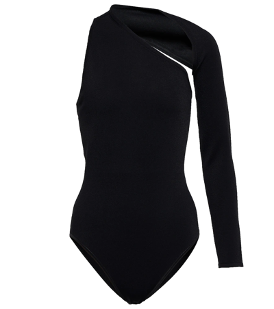 Shop Alaïa One-shoulder Cutout Bodysuit In Black