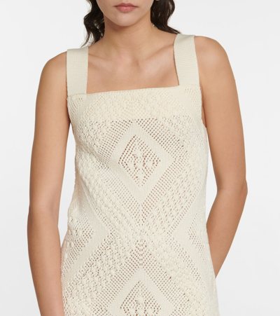 Shop Jil Sander Crochet Cotton-blend Midi Dress In Natural