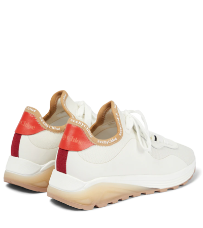 Shop See By Chloé Brett Leather-trimmed Sneakers In White