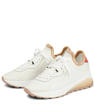 Shop See By Chloé Brett Leather-trimmed Sneakers In White