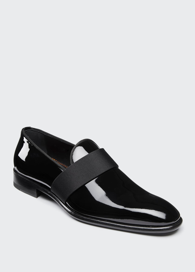 Shop Santoni Men's Isomer Patent Slip-on In Black
