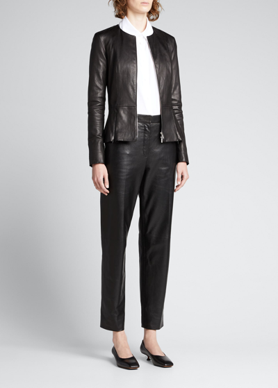 Shop The Row Anasta Leather Zip-front Jacket In Black