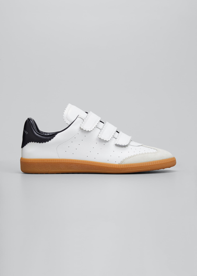 Shop Isabel Marant Beth Perforated Leather Grip-strap Sneakers In White