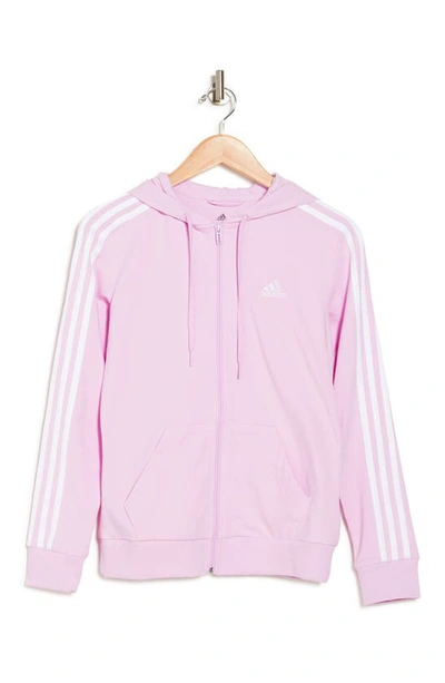 Shop Adidas Originals 3 Stripe Hoodie In Clear Lilac/white