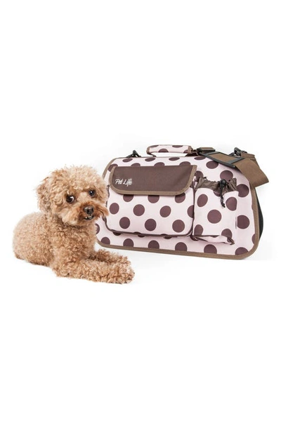 Shop Pet Life Faux Shealing Lined Folding Zippered Airline-approved Casual Carrier In Pink And Brown