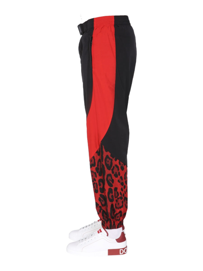 Shop Dolce & Gabbana Jogging Pants With Animal Print In Animalier