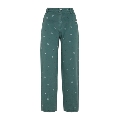 Shop Kenzo Logo Patch Paisley Cropped Pants In Green