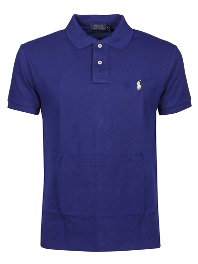 Shop Polo Ralph Lauren Logo Embroidered Polo Shirt In Blue
