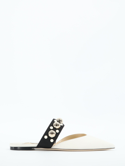 Jimmy Choo Basette Leather And Embellished Grosgrain Mules In