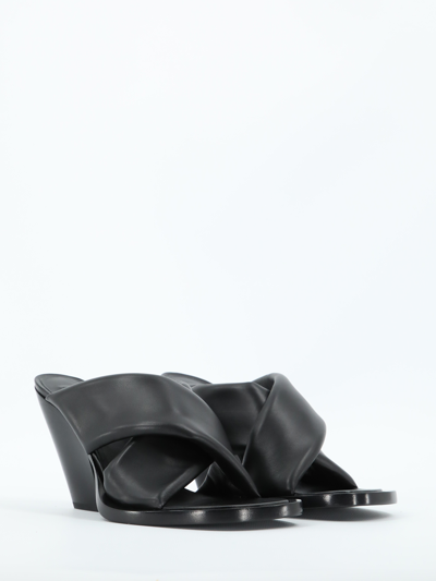 Shop Jil Sander Crossed Black Sandals