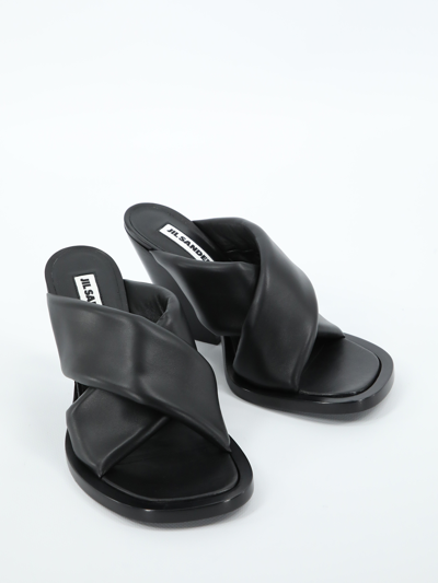 Shop Jil Sander Crossed Black Sandals