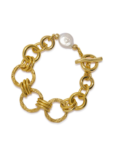 Shop Lizzie Fortunato Women's Bandelier 18k Gold-plated & Cultured Freshwater Pearl Chain Bracelet