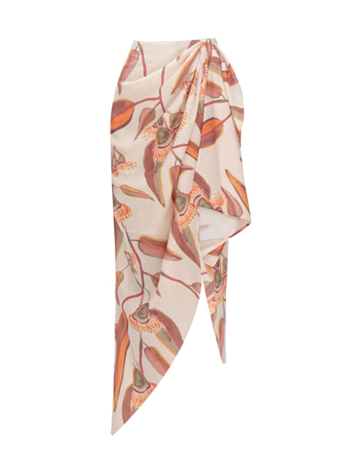 Shop Andrea Iyamah Women's Halima Wrap Botanical Print Maxi Skirt In Eucalyptus Leaf Print