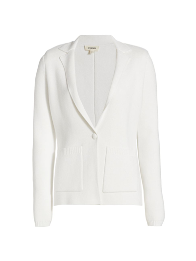 Shop L Agence Women's Lacey Cotton Knit Blazer In White