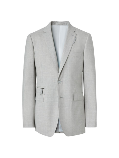 Shop Burberry Tatershall Two-button Wool Blazer In Grey Taupe Melange