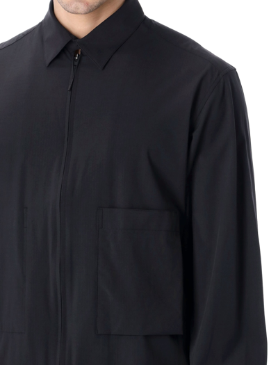 Shop Y-3 Classic Light Ripslong-sleeve Top Overshirt In Black