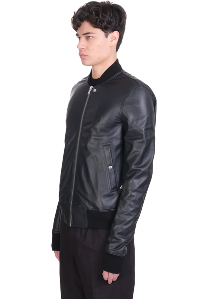 Shop Rick Owens Leather Jacket In Black Leather