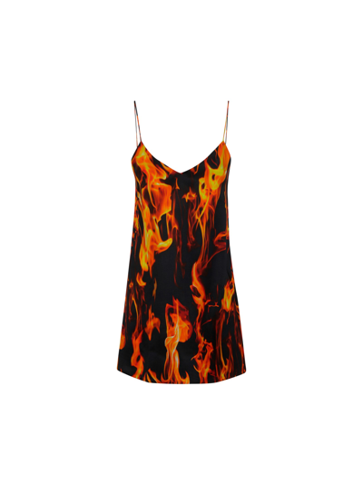 Shop Vetements Dress In Fire Print