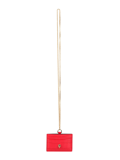 Shop Alexander Mcqueen Card Holder With Chain In Rosso