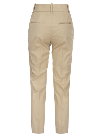 Shop Peserico Stretch Cotton Trousers In Cream
