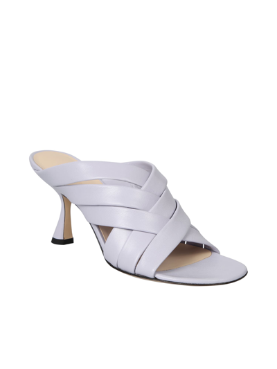 Wandler Louie Woven Lambskin Slide Sandals In Purple