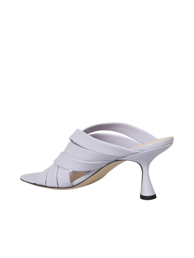 Wandler Louie Woven Lambskin Slide Sandals In Purple