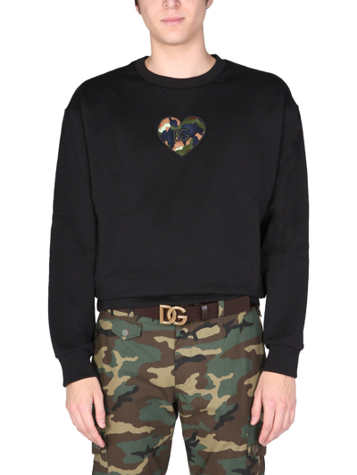 Shop Dolce & Gabbana Sweatshirt With Logo Patch In Nero