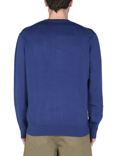 Shop Kenzo Sweater With Embroidered Logo In Blu