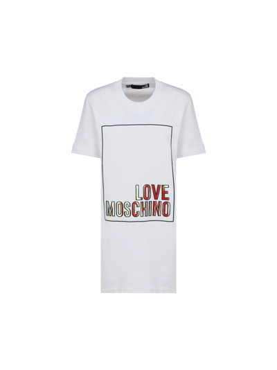 Shop Love Moschino Dress In Off White