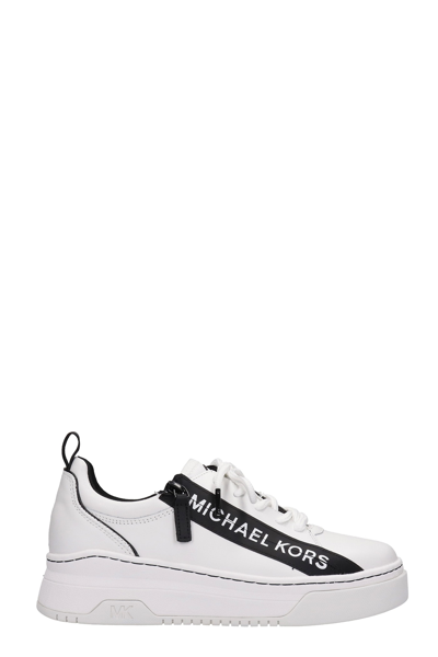 Shop Michael Kors Alex Sneakers In White Leather