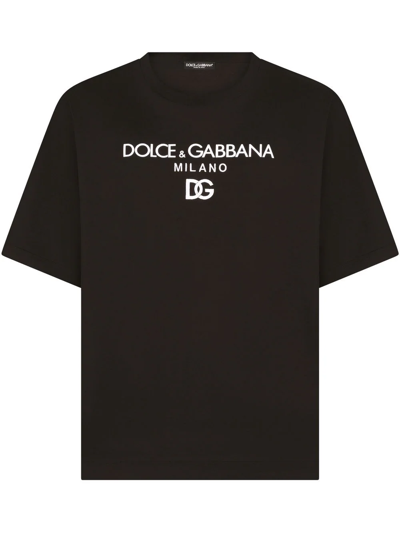 Dolce & Gabbana Ribbed Crew-neck Short Sleeve T-shirt In Black