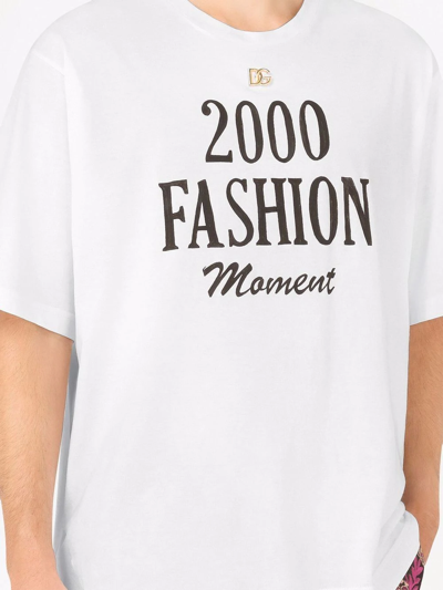 Shop Dolce & Gabbana Dg Plaque Slogan Print T-shirt In Weiss