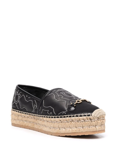 Ferragamo Gancini Logo-embroidered Espadrilles In Schwarz