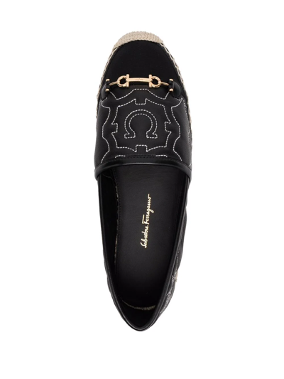 Ferragamo Gancini Logo-embroidered Espadrilles In Schwarz