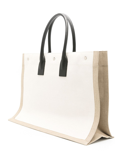Saint Laurent Cream White Tote Bags Two Top Handles In Neutrals