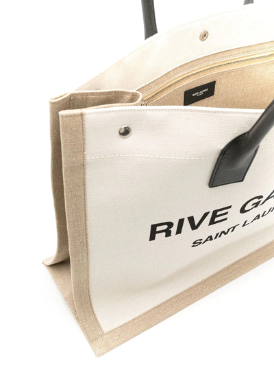 Saint Laurent Cream White Tote Bags Two Top Handles In Neutrals