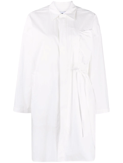 Shop Ambush Oversized Waist-tie Shirt Dress In Weiss