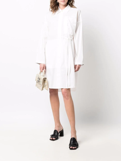 Shop Ambush Oversized Waist-tie Shirt Dress In Weiss