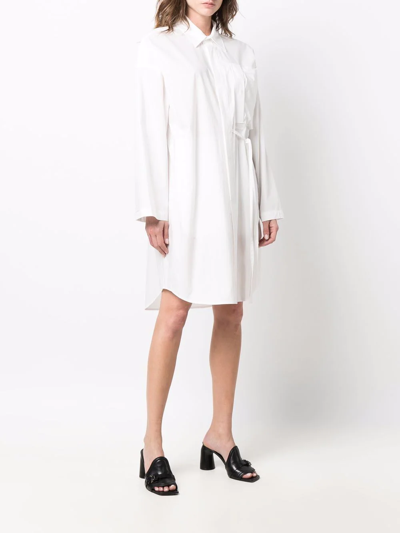 Ambush Oversized Waist-tie Shirt Dress In Weiss