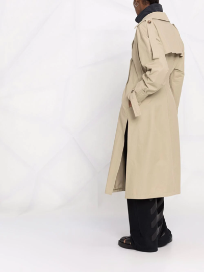 Shop Ambush Side-slit Trench Coat In Neutrals