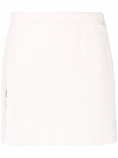 Shop Ambush Monogram-debossed Mini Skirt In Neutrals
