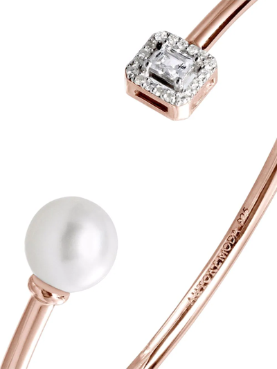 Shop Autore Moda Meaghan Pearl And Diamond Bangle In Pink