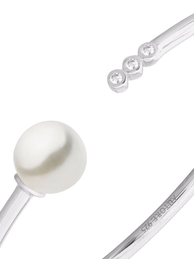Autore Moda Ava Pearl Diamond-embellished Bangle In Silver