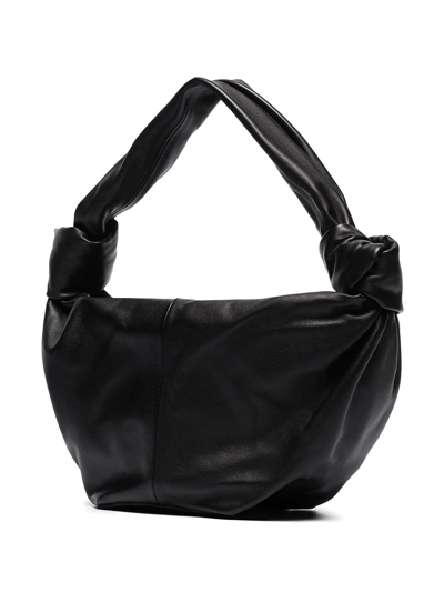 Shop Bottega Veneta Double Knot Leather Shoulder Bag In Black