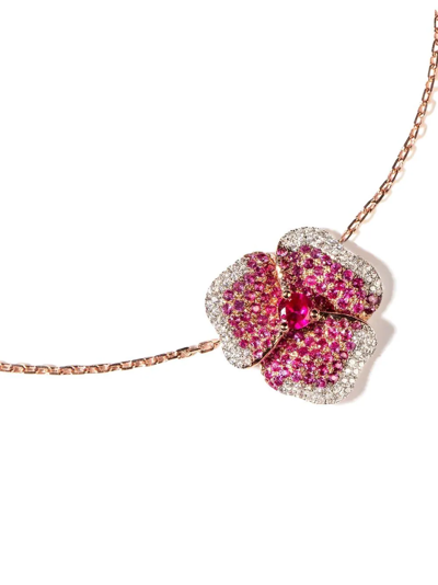 Shop As29 18kt Rose Gold Medium Flower Sapphire And Diamond Bracelet In Pink
