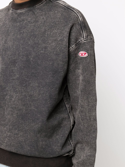 Shop Diesel Logo-patch Crew Neck Sweater In Black