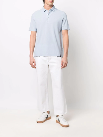 Drumohr Short-sleeve Cotton Polo Shirt In Blau