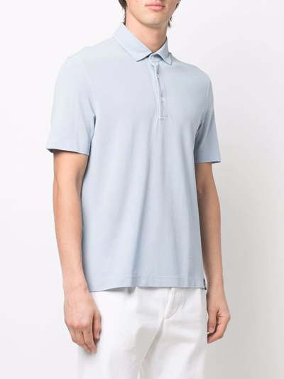 Drumohr Short-sleeve Cotton Polo Shirt In Blau