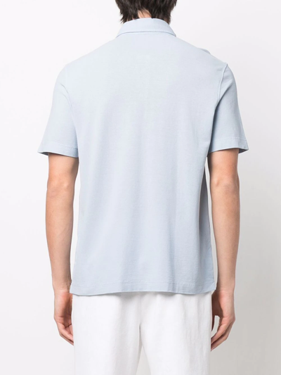 Drumohr Short-sleeve Cotton Polo Shirt In Blau
